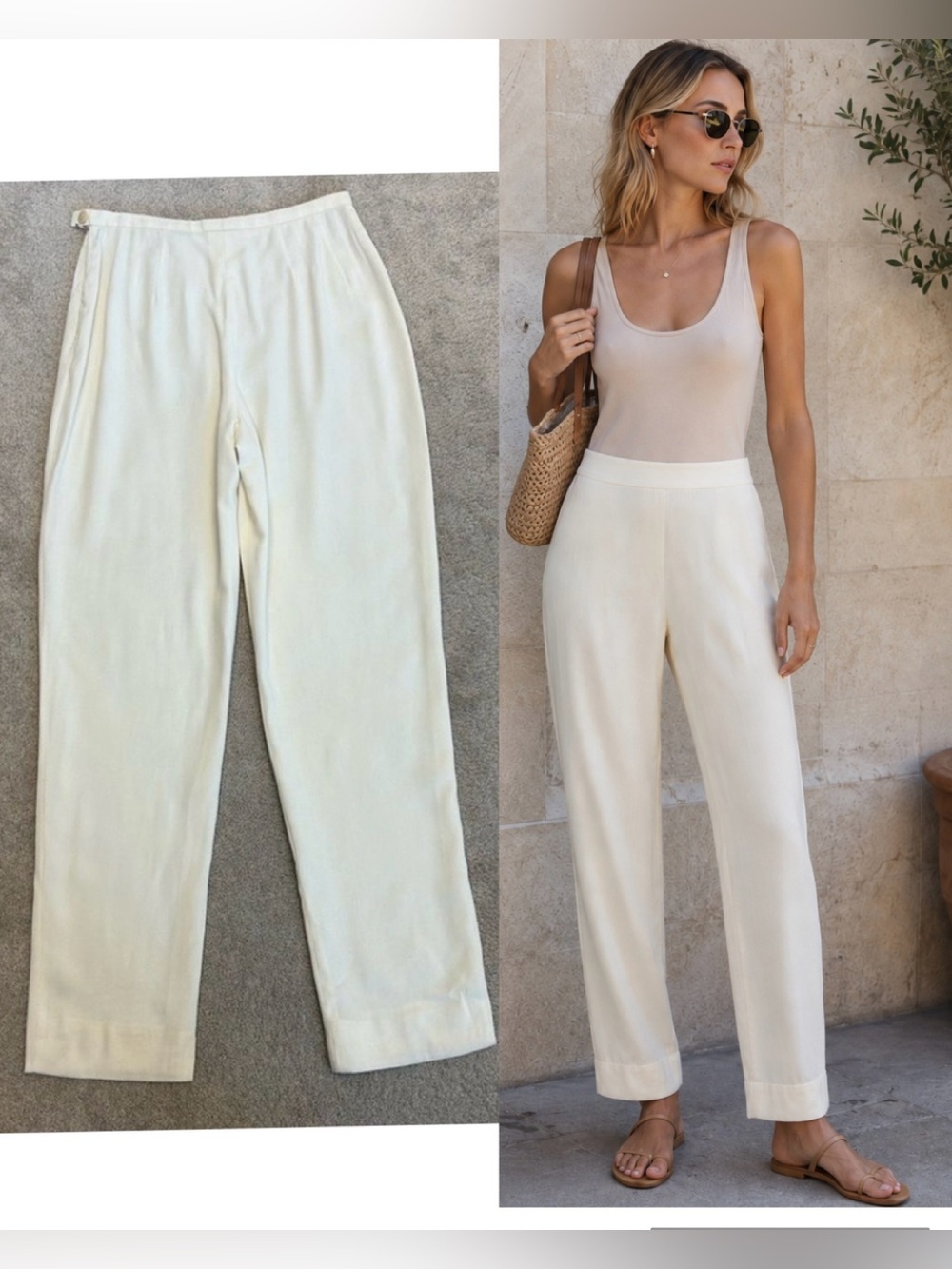 Giorgio Armani Le Collezioni cream ivory Italian pants Sz 6 made in Italy